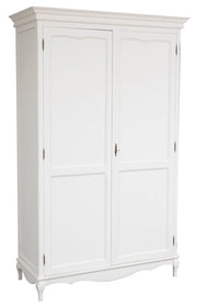 Biscottini Armadio Shabby in legno massello di tiglio finitura bianca anticata L130xPR57xH210 cm. Made in Italy