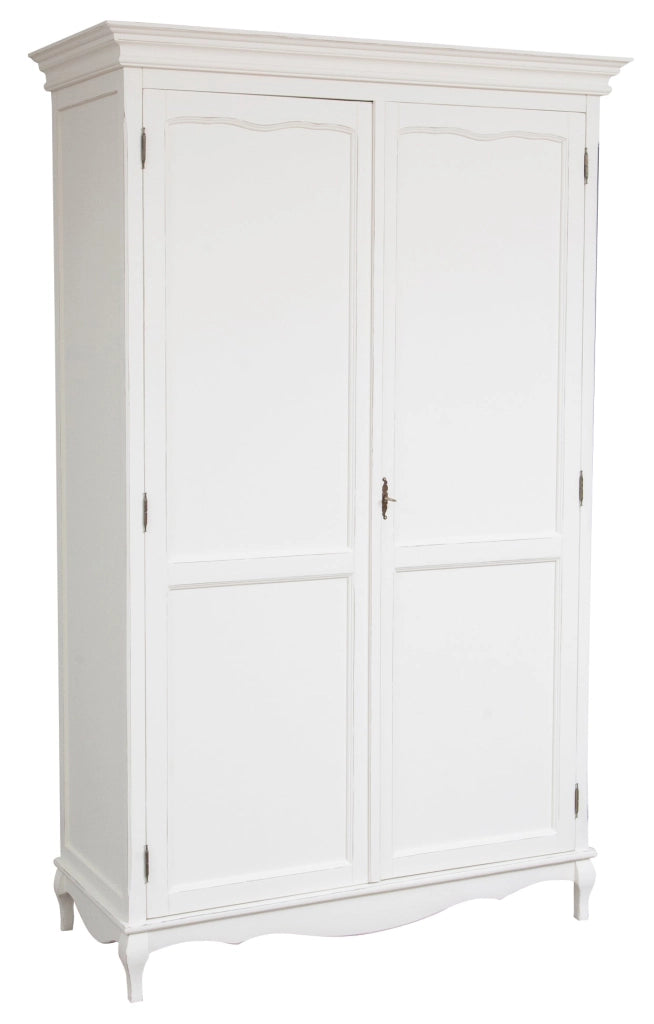 Biscottini Armadio Shabby in legno massello di tiglio finitura bianca anticata L130xPR57xH210 cm. Made in Italy