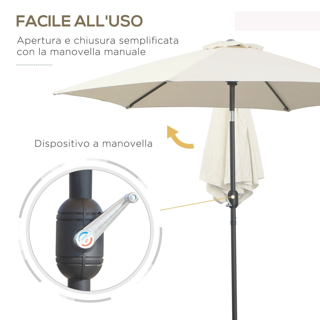 Ombrellone da Giardino Ø2.7x2.35 m Palo Ø38 mm in Alluminio Inclinabile Bianco
