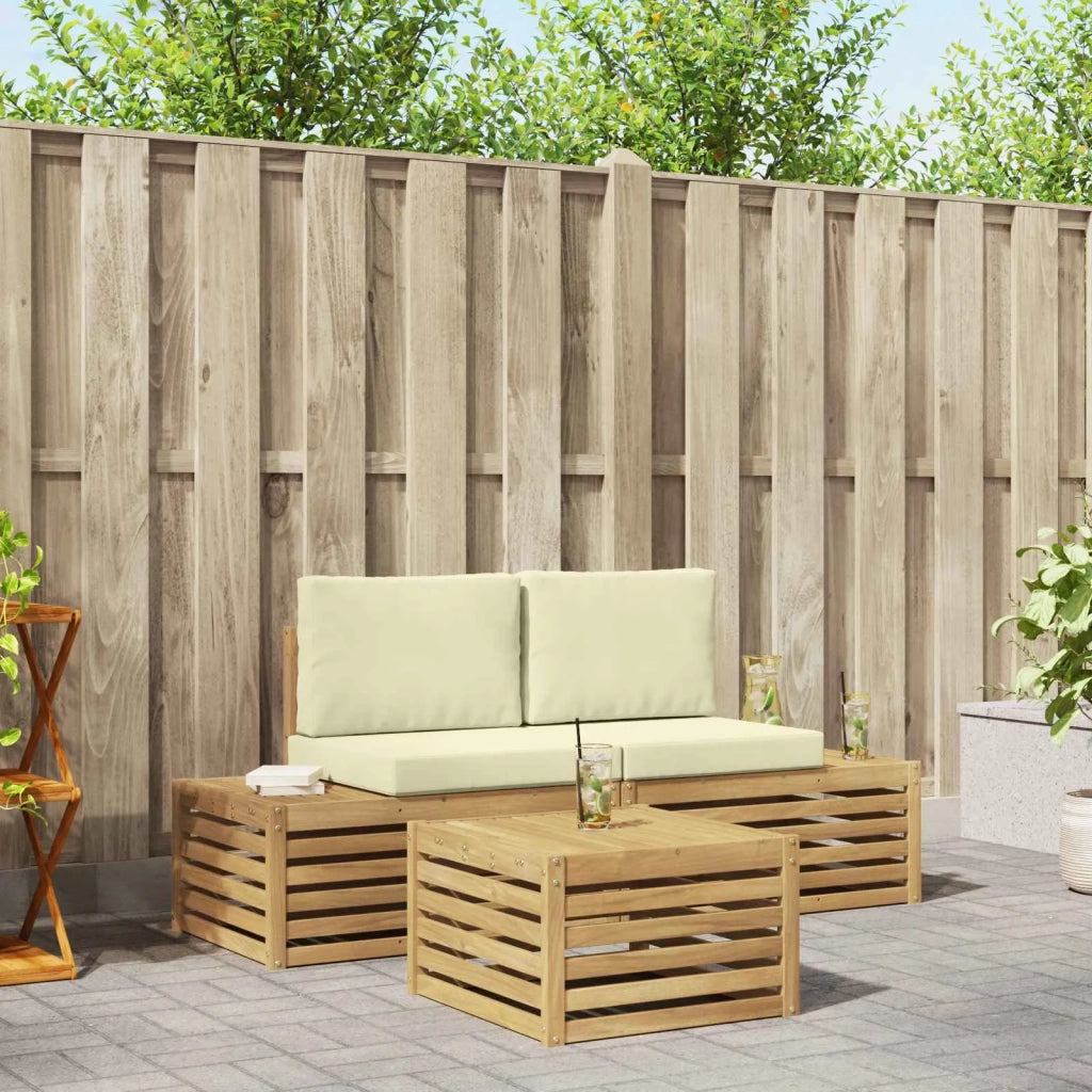 Set di divani da esterno Bianco 59 x 59 x 37 cm Poliestere 3392460