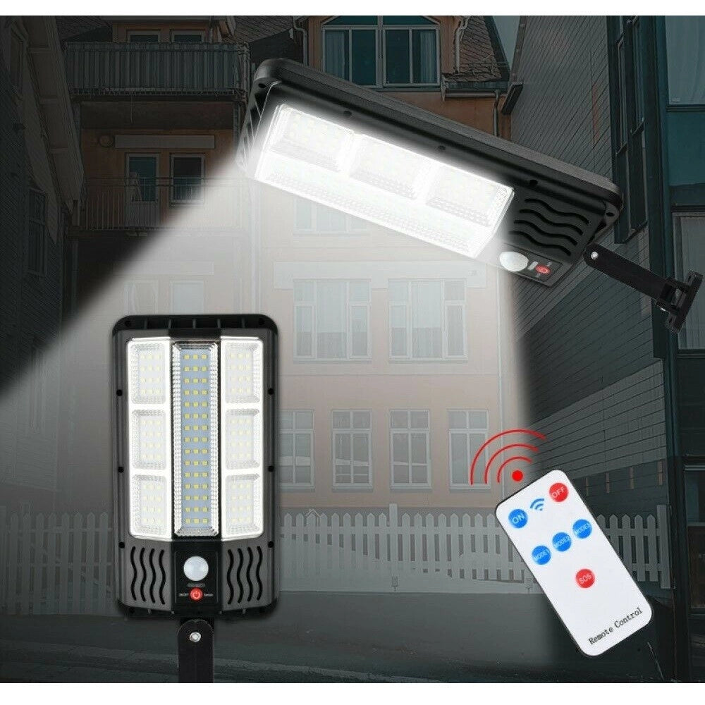 Trade Shop - Faro Lampione Stradale Pannello Solare Con Sensore Telecomando 117 Led Smd Ta146 -