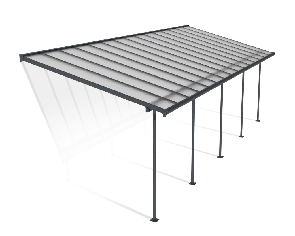 Pergola Sierra Addossata in Alluminio  3X9.2 m Grigio