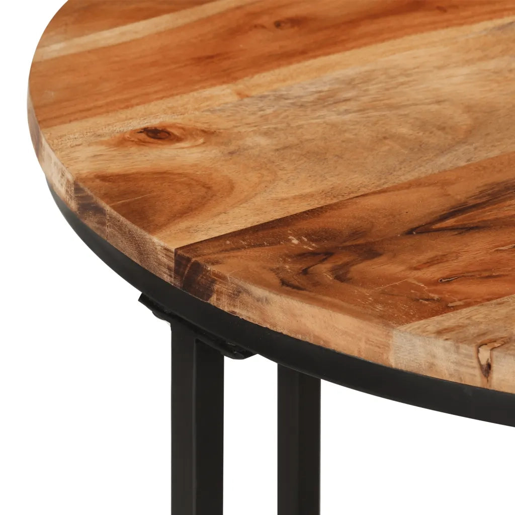 Tavolino Salotto 55x55x45cm in Legno Massello di Acacia e Ferro 372741