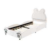 Letto per bambini imbottito a forma di orso, 90 x 200 cm, velluto bianco