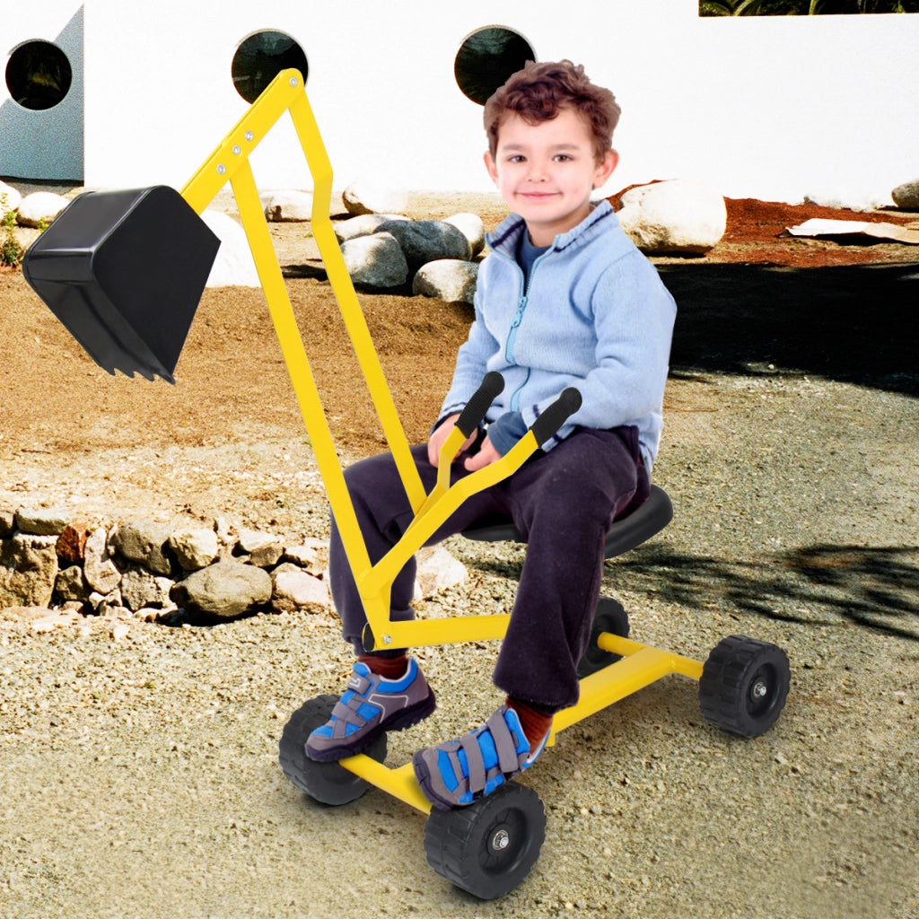 Ruspa giocattolo cavalcabile per bambini, Rscavatore di sabbia metallico per bambini con rotazione di 360¡ã 56x35x81cm