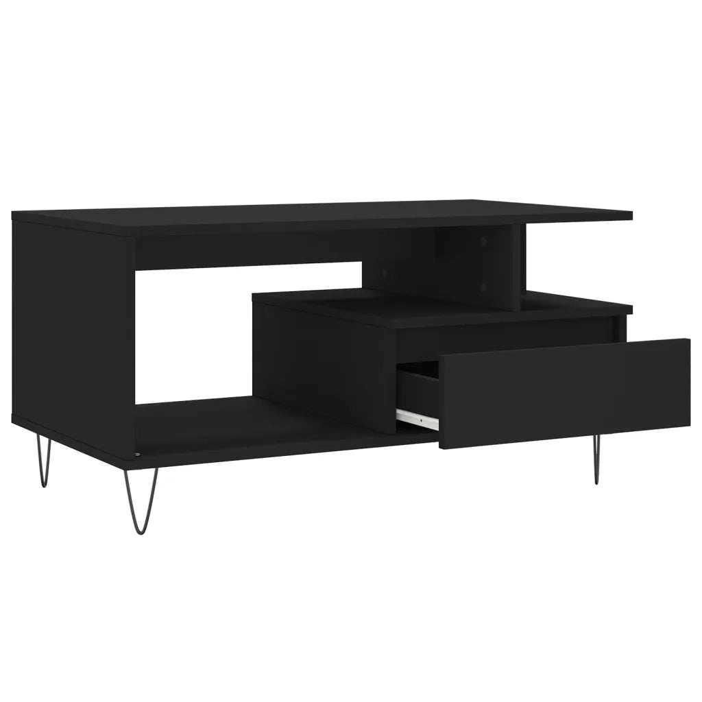 Tavolino da Salotto Nero 90x49x45 cm in Legno Multistrato 831021