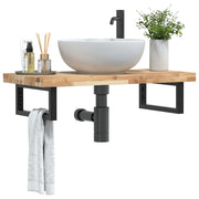 Ripiano a Parete per Lavabo in Acciaio e Massello di Acacia 3302693