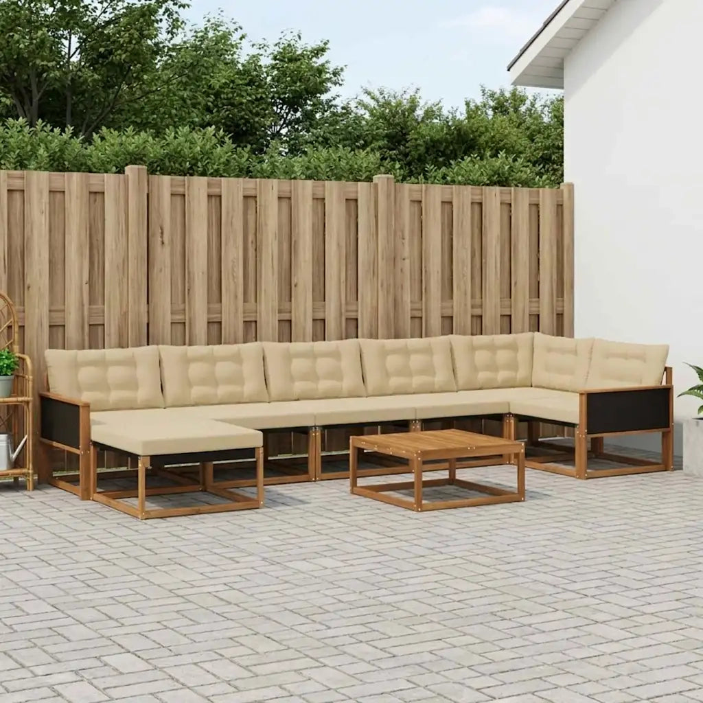Set di divani da esterno con cuscino 8 pcs Naturale e Beige 3381577