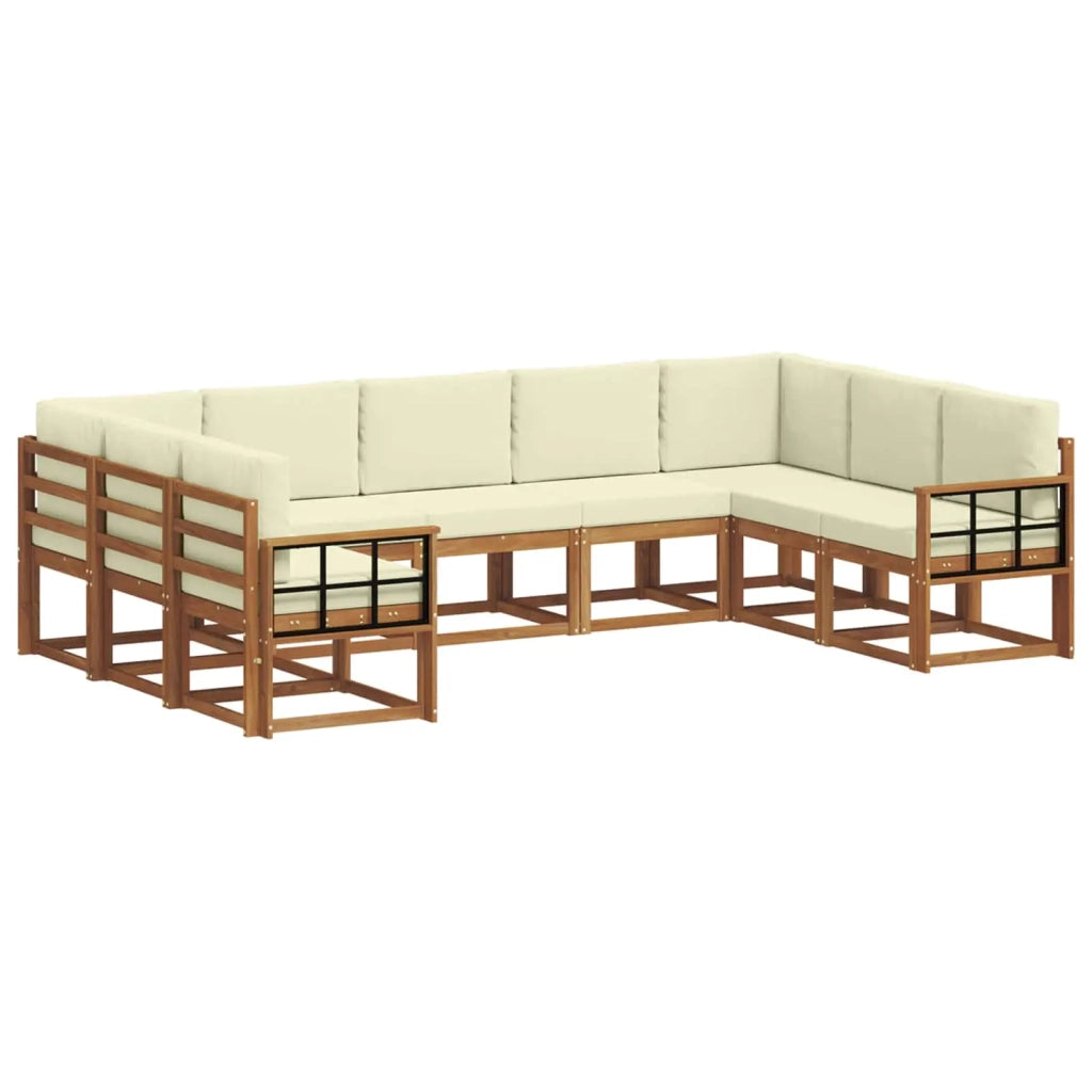 Set di divani da esterno con cuscino 9 pcs Naturale e Crema 3366993
