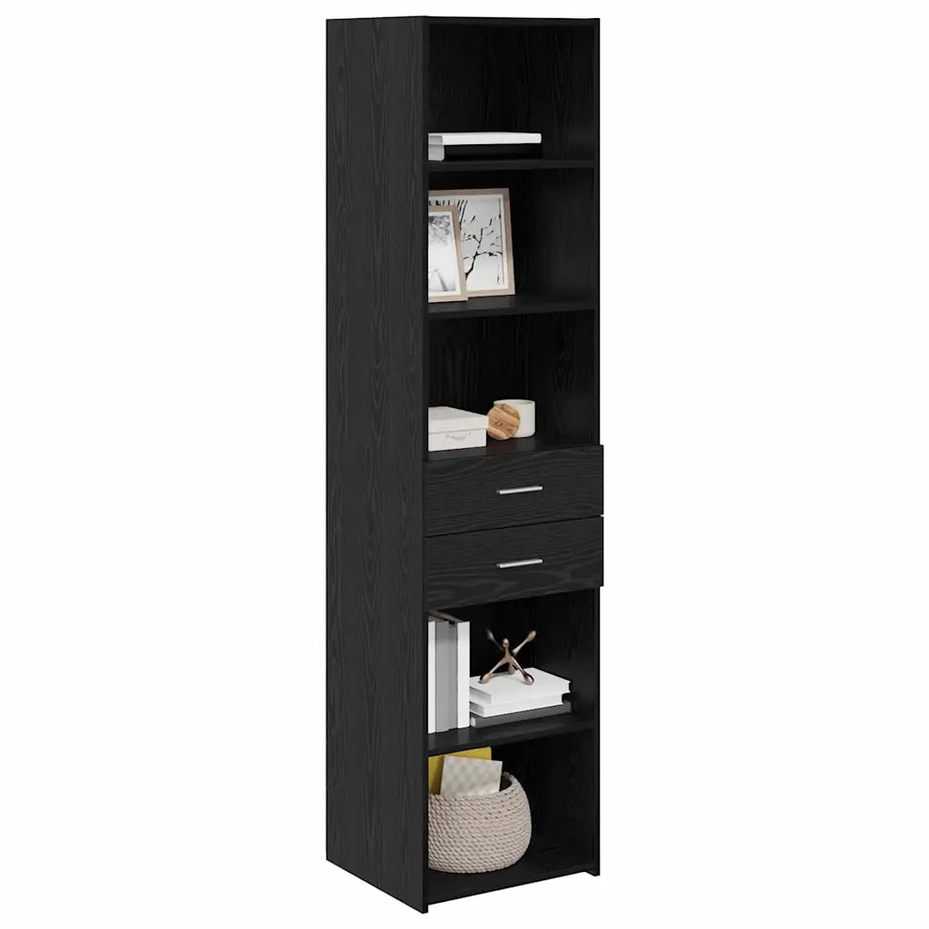 Credenza-Buffet-Armadio da cucina Rovere Nero 45 x 42,5 x 185 cm Legno multistrato