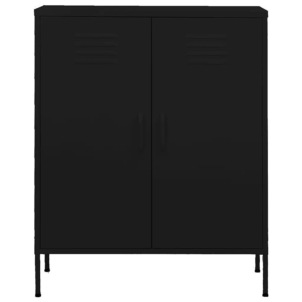 Mobile contenitore pratico 80 x 35 x 101 cm con ripiani regolabili stile moderno acciaio nero 02_0046860