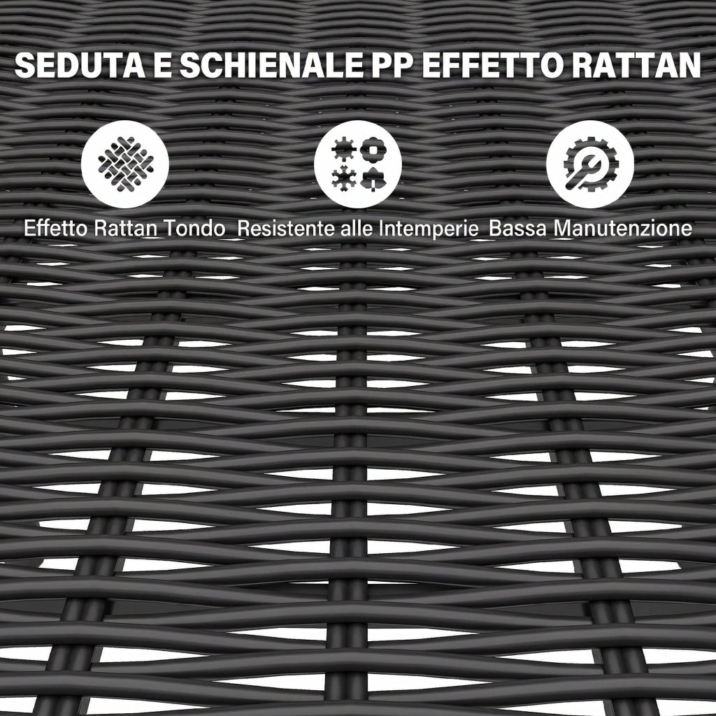 Set da Giardino 6 Persone ¨C zephmum ¨C Tavolo e Sedie con Foro Ombrellone, Nero