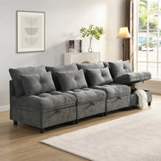 Divano letto 4 posti modulare con contenitore ¨C Minimal ¨C Tessuto chenille
