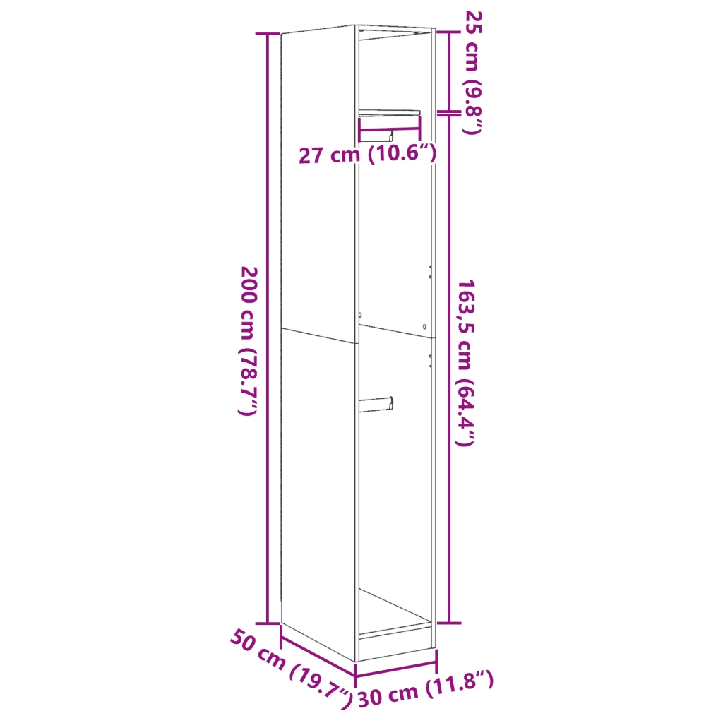 Armadio Bianco 30x50x200 cm in Legno Multistrato CFW4207286
