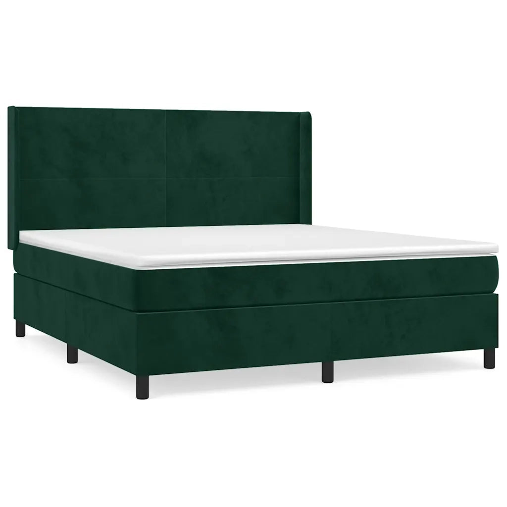 Giroletto a Molle con Materasso Verde Scuro 160x200 cm Vellutocod mxl 98703