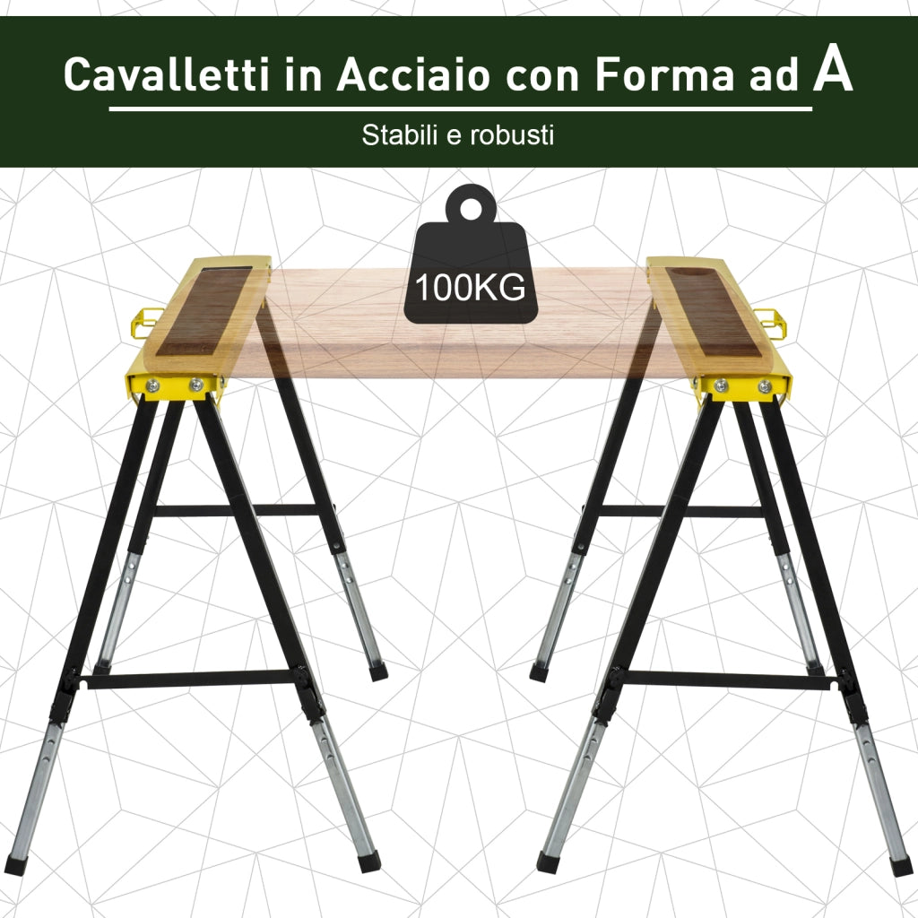 Cavalletto da Lavoro Pieghevole e Portatile con Piano Antiscivolo ¨C Zephmum ¨C Giallo e Nero