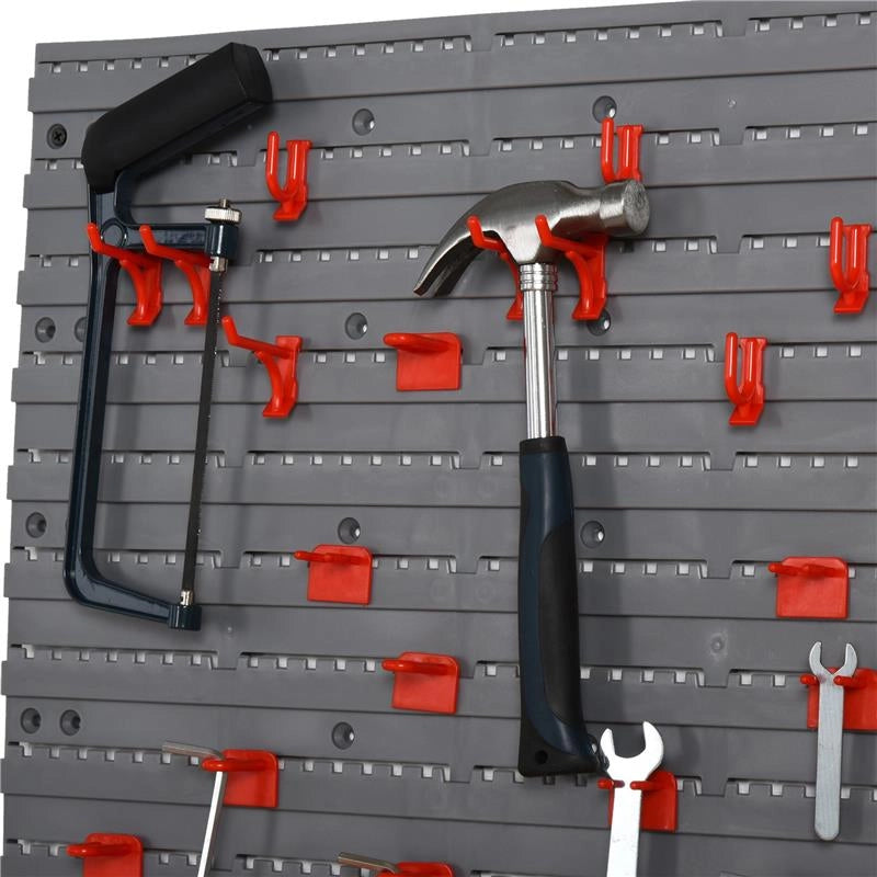 CONTENITORE PORTAUTENSILE CON 50 GANCI MONTAGGIO A MURO ROSSO GRIGO 54PZ
