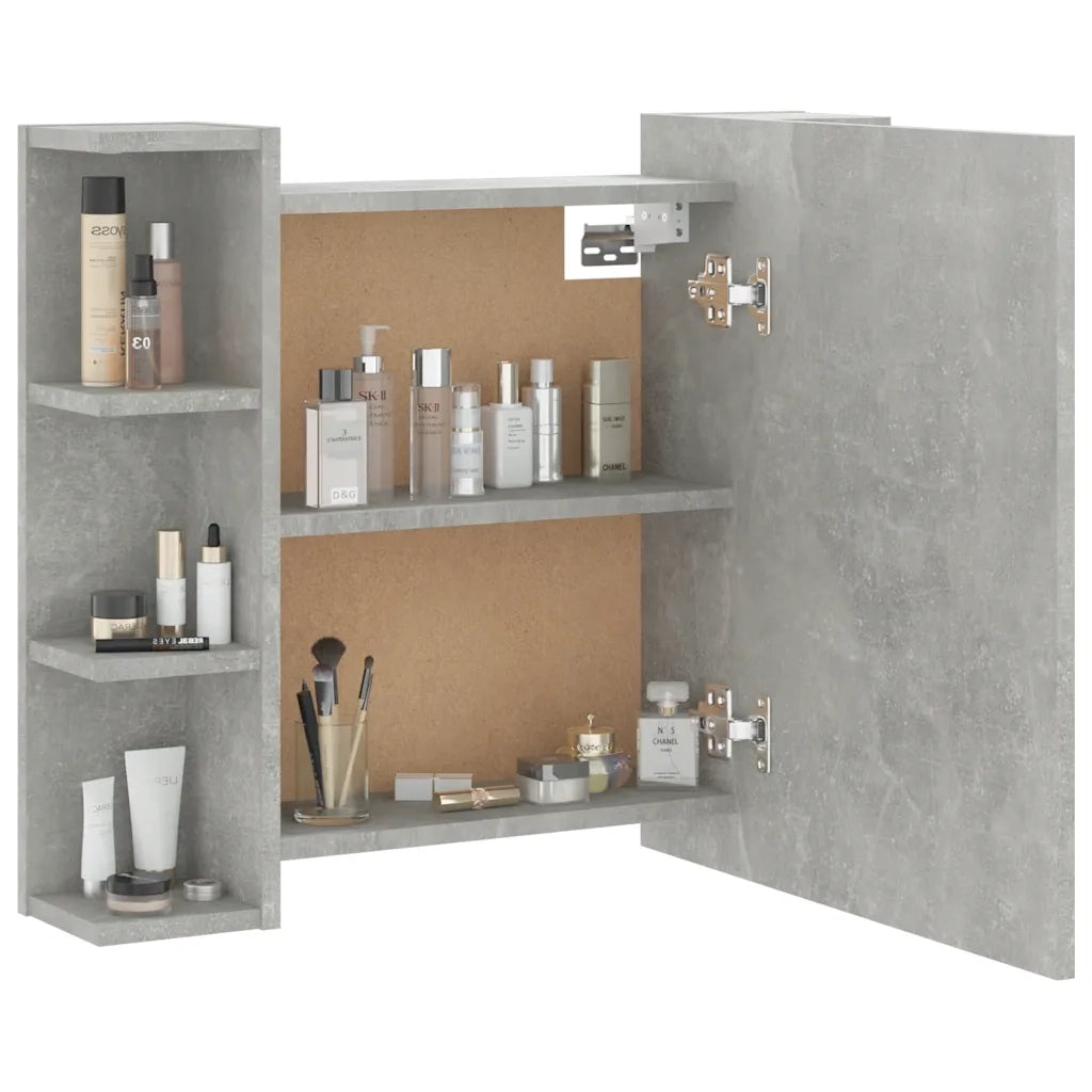 Mobile a Specchio con LED Grigio Cemento 70x16,5x60 cm 808877