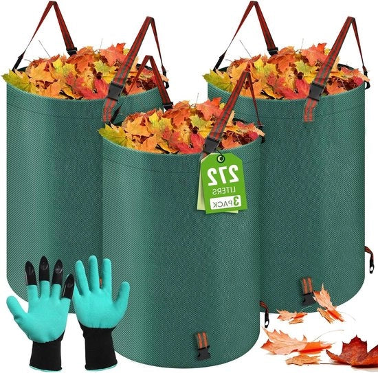 Set di Sacchi per Rifiuti di Giardino Autoportanti con Grande Capacità