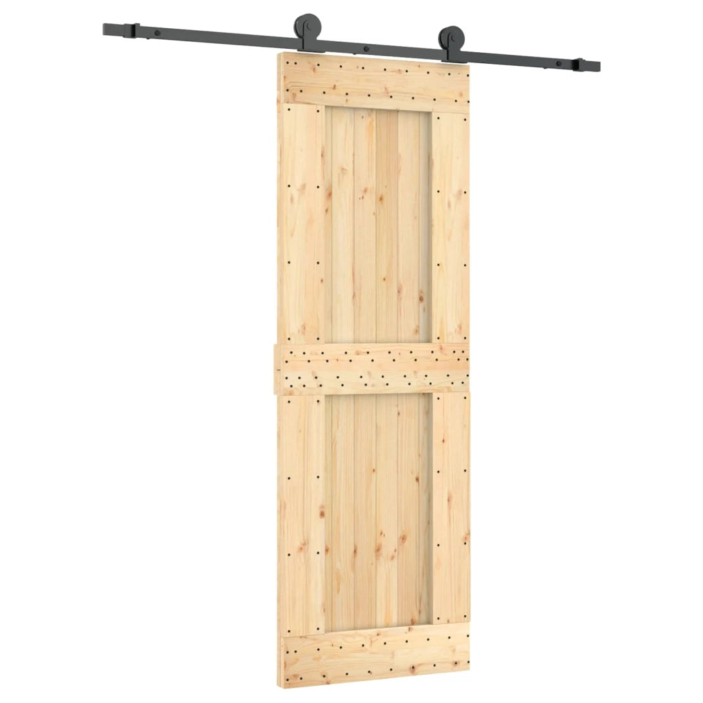 Porta scorrevole Naturale e Nero 70 x 210 cm 3444975