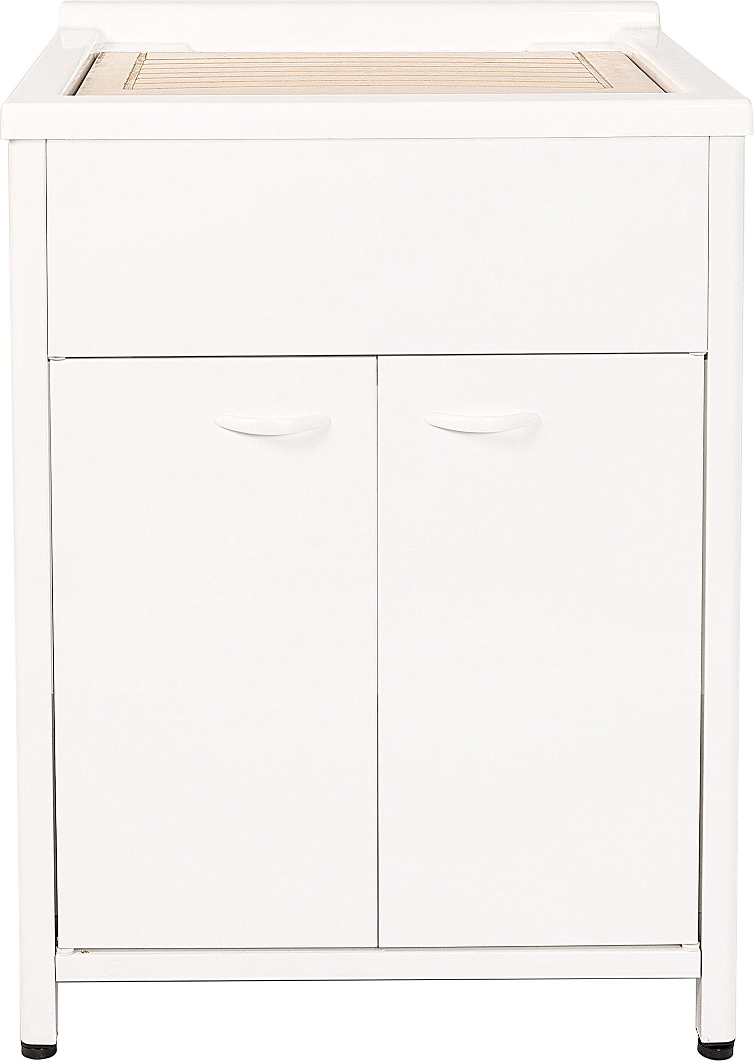 Mobile Lavatoio da Esterno in Polipropilene e Alluminio 60x60x83 cm Bianco