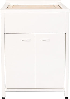 Mobile Lavatoio da Esterno in Polipropilene e Alluminio 60x60x83 cm Bianco