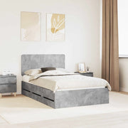 Struttura del letto con cassetto-Giroletto con contenitore-Rete del Letto Grigio cemento 135 x 190 cm 151748