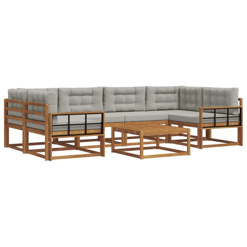 Set di divani da esterno 7 pcs Grigio Naturale e Chiaro