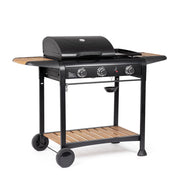 Barbecue a Gas 3 Bruciatori 133x57x98h cm Accensione Piezoelettrica in Acciaio Loni Nero