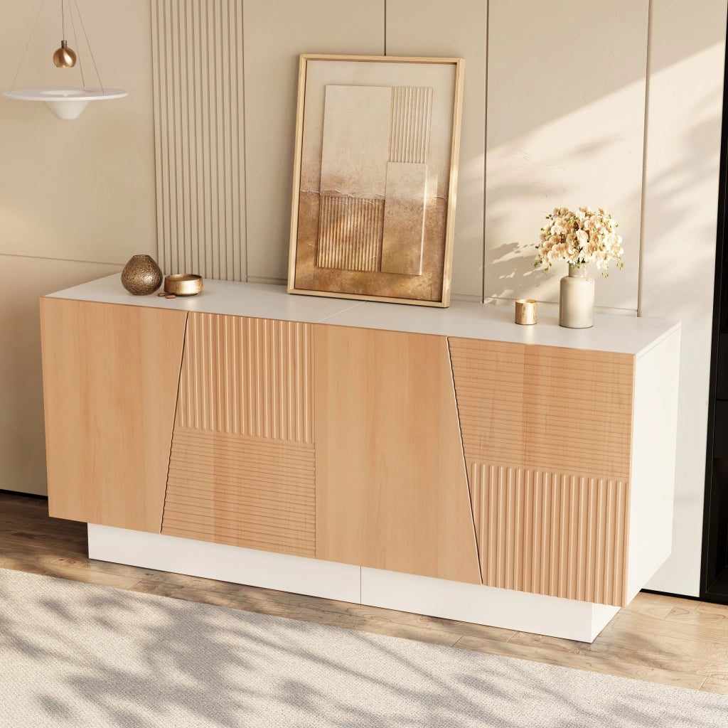 Credenza e madia con 4 ante, 2 vani separati e ripiani regolabili, per soggiorno, 160 × 40,5 × 72 cm