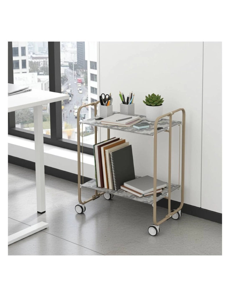 Carrello da cucina pieghevole sabbia con ruote BAUHAUS 2 ripiani