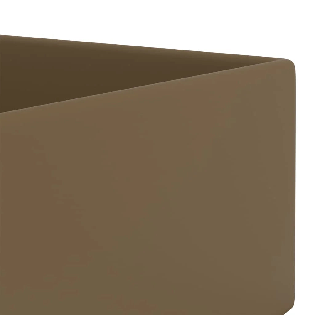 Lavandino da bagno con troppopieno lavabo da appoggio bagno/cucina/interno casa 48 x 25 cm ceramica crema opaca 02_0002738