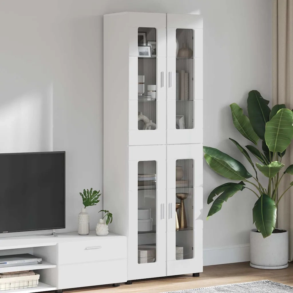 Credenza con lo scaffale FLORIN Bianco Lucido 60 x 35 x 182 cm