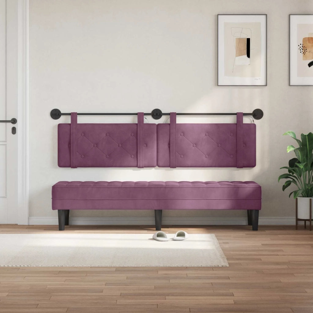 Testiera sospesa Con luce LED Viola Velluto