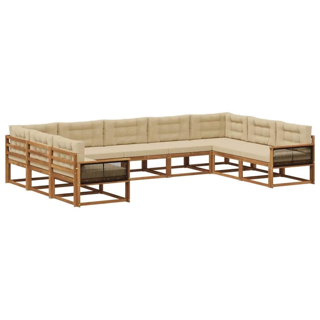 Set di divani da esterno 9 pz Naturale e Beige 3382886