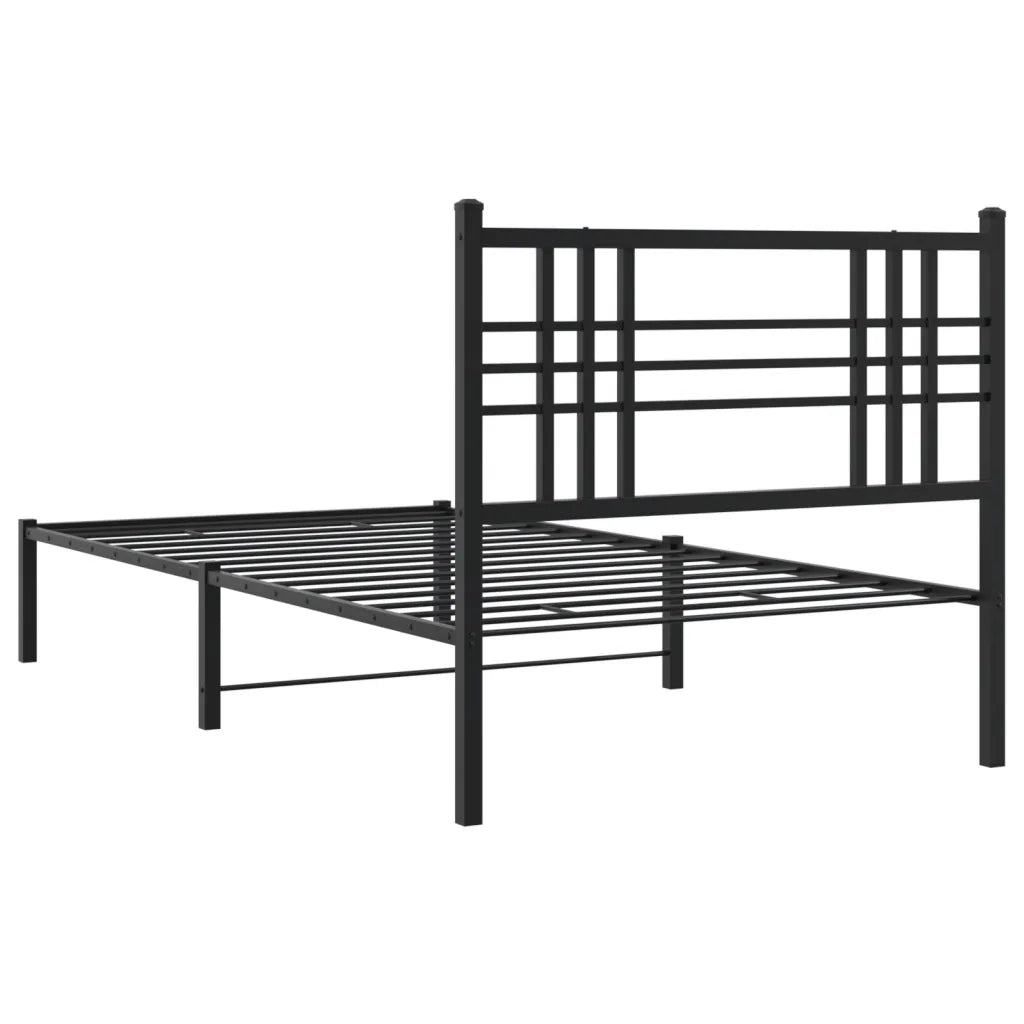 Giroletto con Testiera in Metallo Nero 90x190 cm 376316