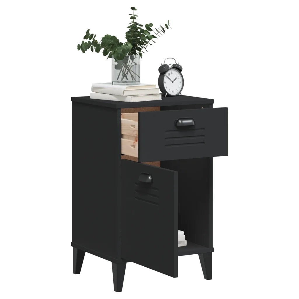 Comodino VIKEN Nero in Legno Multistrato 374915