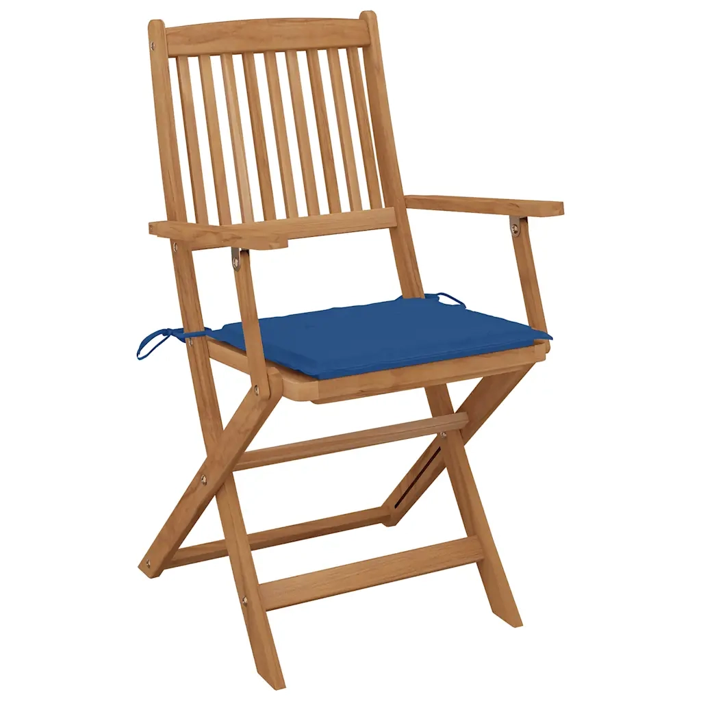 Sedie da Giardino Pieghevoli 8 pz con Cuscini Massello Acacia 3074977