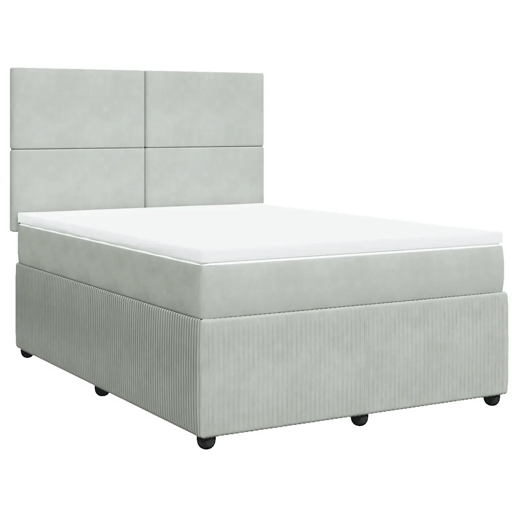 Giroletto a Molle con Materasso Grigio Chiaro 140x190cm Velluto