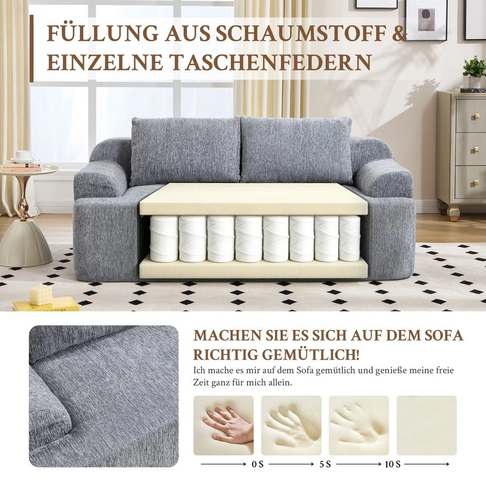 Divano 2 posti ¨C Minimal ¨C grigio tessuto con cuscini memory foam