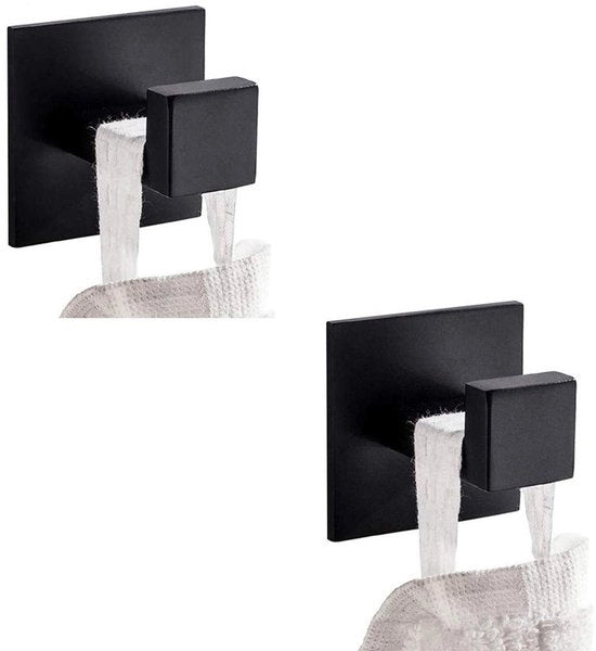 Accessori bagno - Ganci per asciugamani - Moderni e stili - Nero opaco - 2 pezzi - Senza perforazione - Autoadesivi