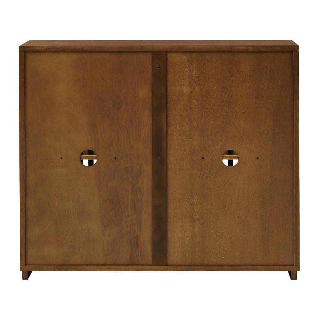 Credenza 99x23.5x82.6 cm con 2 aperture per prese in MDF noce