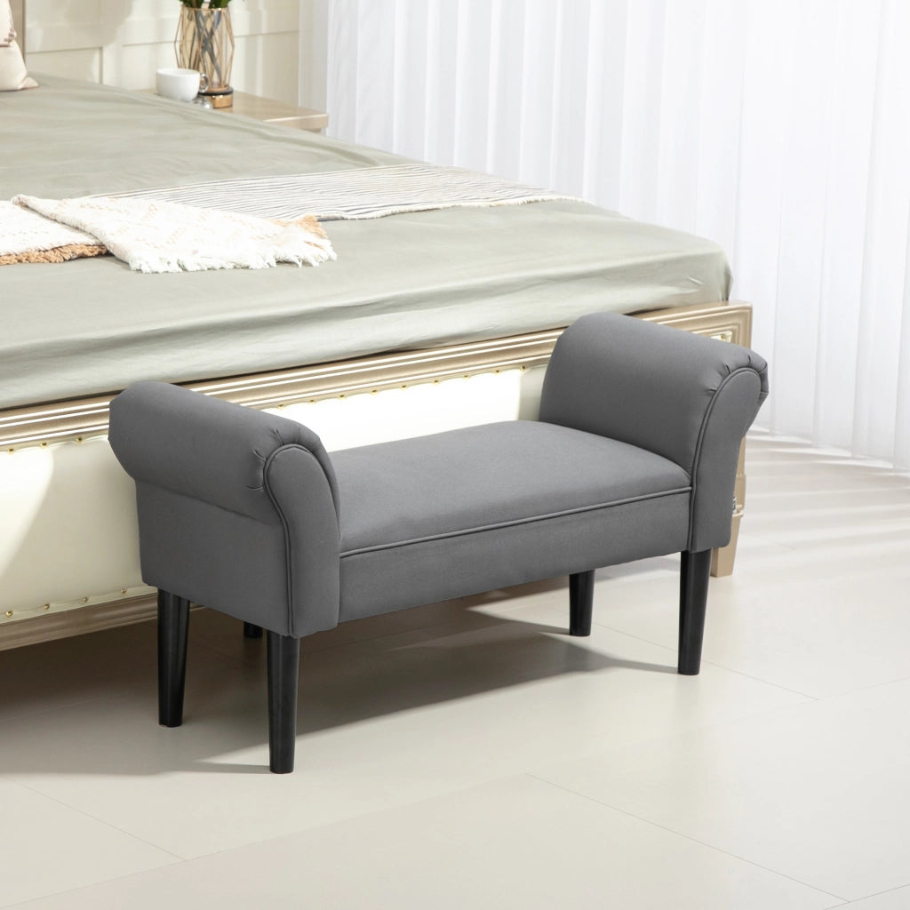 Pouf Letto Imbottito con Schienale e Braccioli ¨C Zephmum ¨C Grigio Scuro 120x90x50 cm