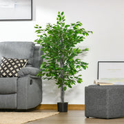 Ficus artificiale 135 cm in plastica verde in vaso nero senza montaggio per interno esterno
