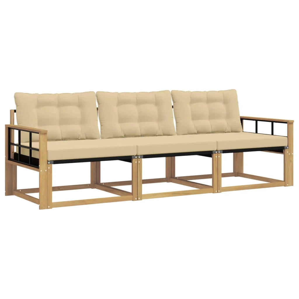 Set di divani da esterno 3 pz Bianco e Beige 3388379