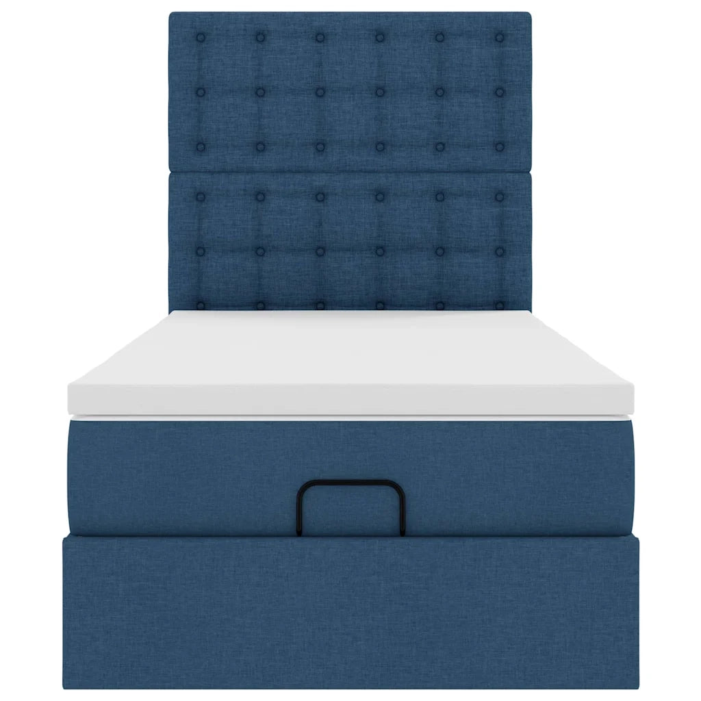 Struttura Letto Pouf con Materasso Blu 80x200 cm in Tessuto 3314133