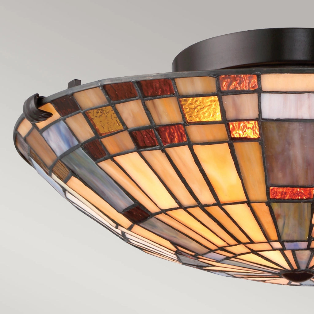 Plafoniera vetrata multicolor Inglenook Quoizel 2xE27