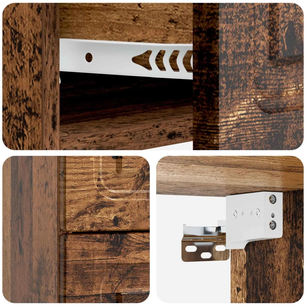 Mobiletto da notte a muro Legno antico 34,5 x 33 x 40 cm
