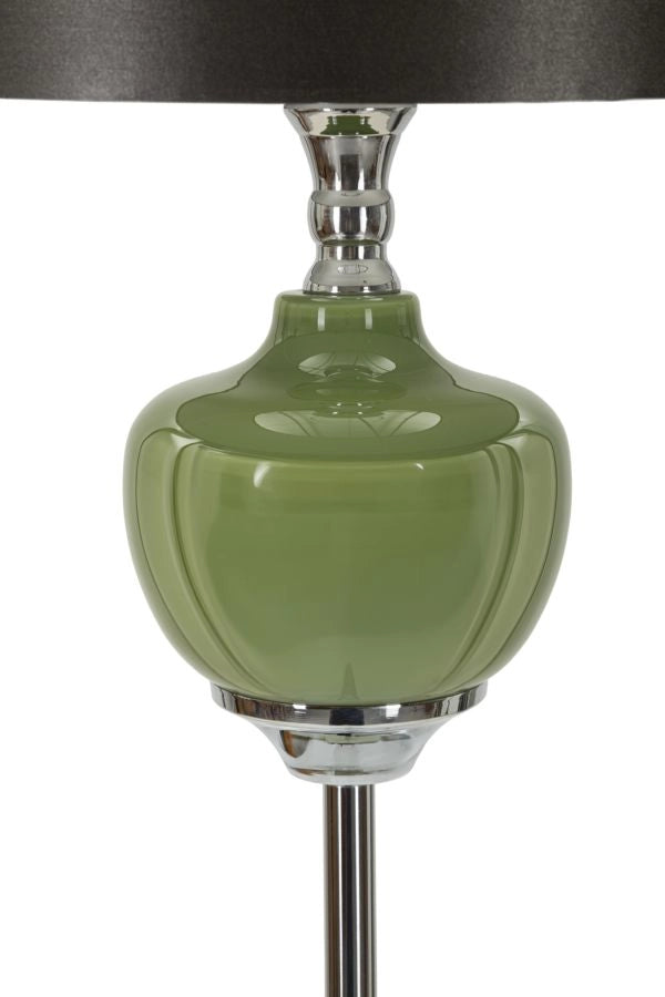 Lampada da Terra Eva One Ø40x160 cm in Vetro e Ferro e Tessuto Verde e Grigio