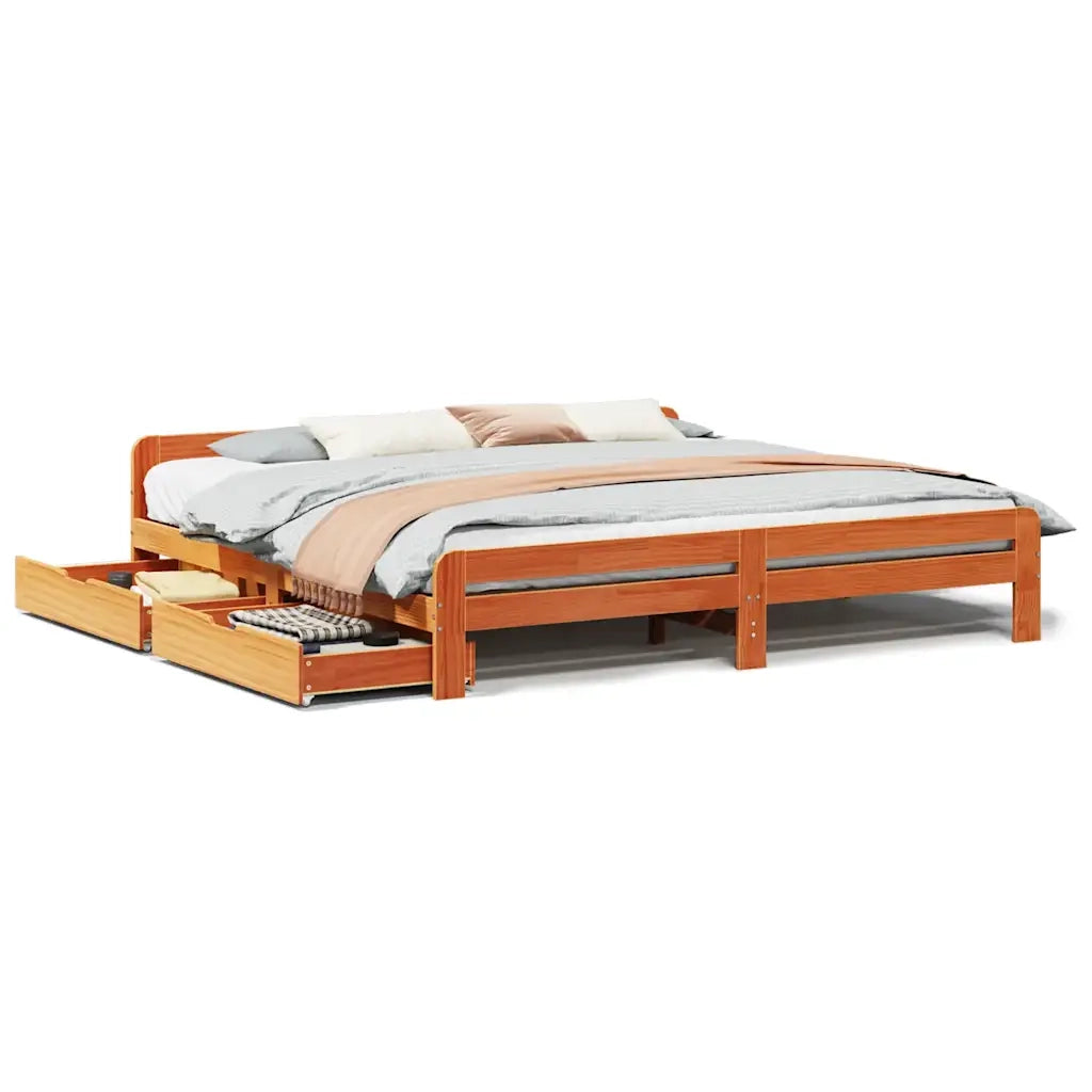 Letto senza Materasso Marrone Cera 200x200 cm in Legno di Pino 3309028